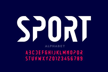 Sport style modern font, alphabet letters and numbersのイラスト素材
