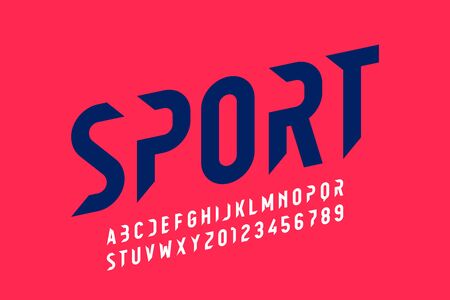 Sport style modern font, alphabet letters and numbersのイラスト素材
