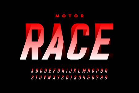 Speed style modern font, alphabet letters and numbersのイラスト素材