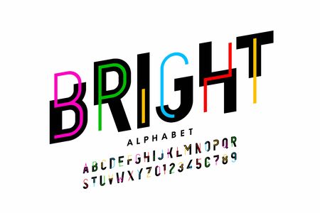 Bright, colorful style font design, creative alphabet, letters and numbersのイラスト素材