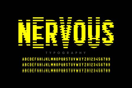 Nervous, irritable style font design, alphabet letters and numbersのイラスト素材