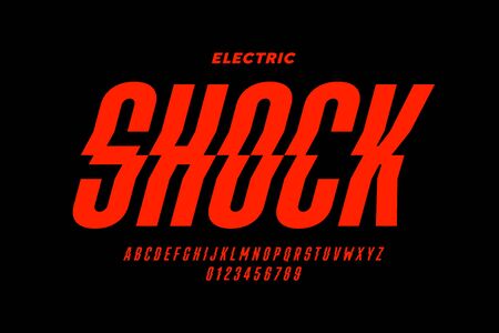 Eclectric shock style font design, alphabet letters and numbersのイラスト素材