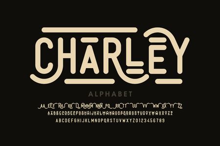 Antique style font, alphabet letters with alternates and numbersのイラスト素材