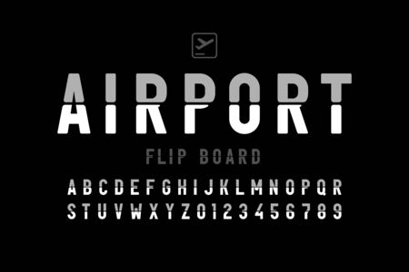 Airport flip board panel style font design, alphabet letters and numbersのイラスト素材
