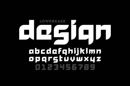Modern style lowercase font design, alphabet letters and numbersのイラスト素材