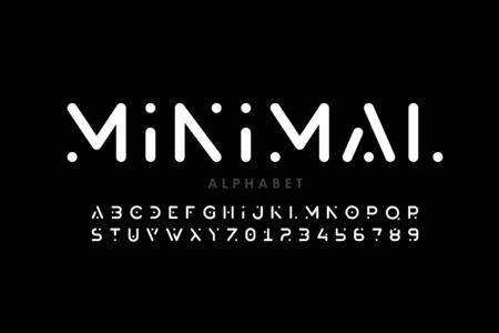 Minimal style font, alphabet letters and numbersのイラスト素材