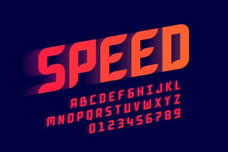 Speed style sport font, alphabet letters and numbersのイラスト素材