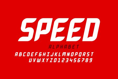 Speed style sport font, alphabet letters and numbersのイラスト素材