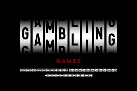 Slot machine style modern font, gambling game alphabet, letters and numbersのイラスト素材