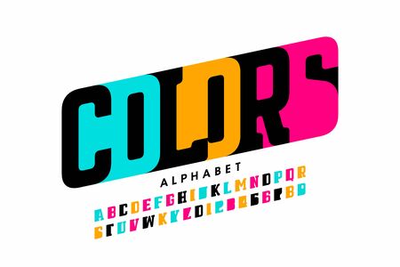 Modern font design, colorful alphabet, letters and numbersのイラスト素材