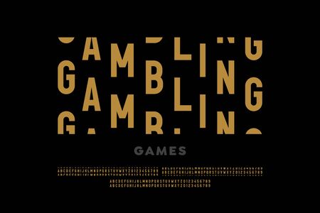 Slot machine style modern font, gambling game alphabet, letters and numbersのイラスト素材