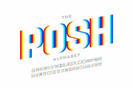 Modern font design, vibrant alphabet, letters and numbersのイラスト素材