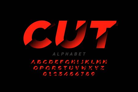 Cut style font design, alphabet letters and numbersのイラスト素材
