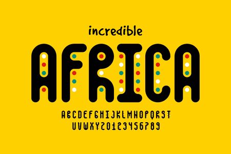 African style font design, alphabet letters and numbersのイラスト素材