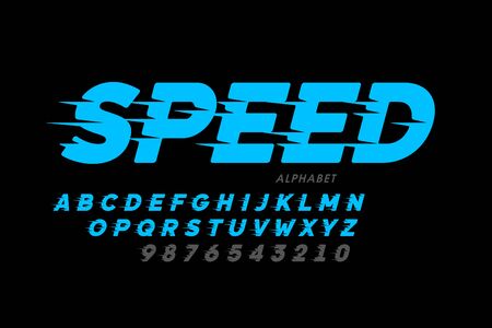 Speed style font design, alphabet and numbersのイラスト素材