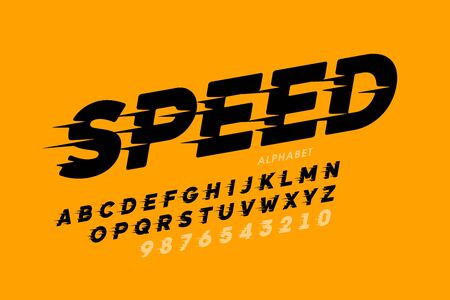Speed style font design, alphabet and numbersのイラスト素材