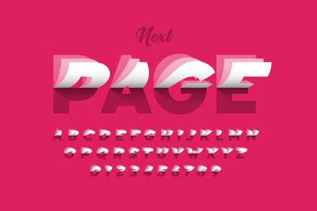 Flipping pages style colorful font, alphabet letters and numbersのイラスト素材