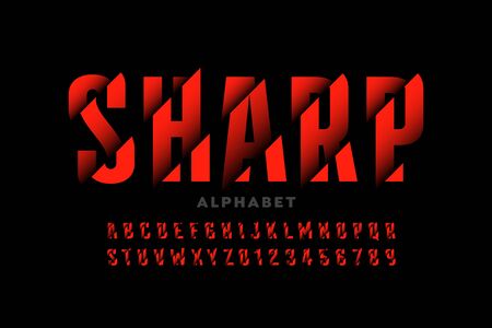 Modern font design with sliced effect, alphabet letters and numbersのイラスト素材