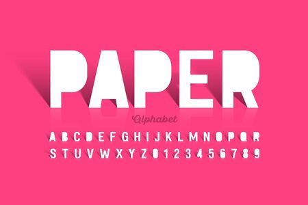 Paper cut font, alphabet letters and numbersのイラスト素材