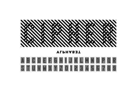 In cipher style font design, alphabet letters and numbersのイラスト素材