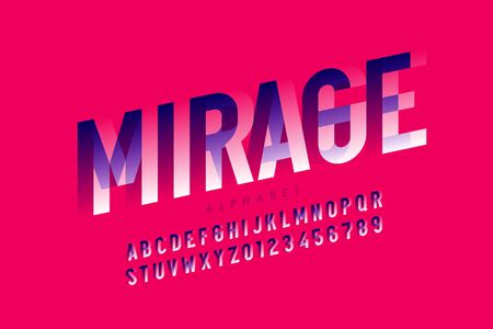 Modern optical illusion style font design, alphabet letters and numbersのイラスト素材