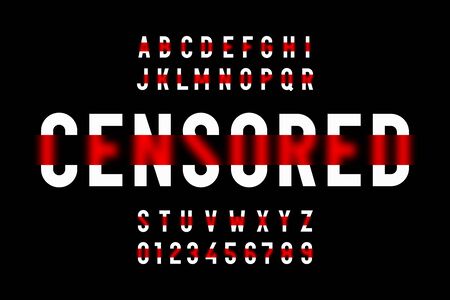 Censored style modern font, alphabet letters and numbersのイラスト素材