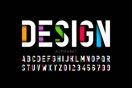 Modern style font, alphabet letters and numbersのイラスト素材