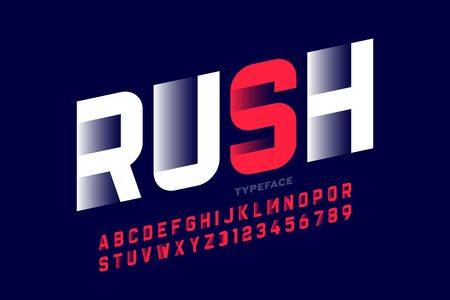 Speed style font design, alphabet letters and numbersのイラスト素材