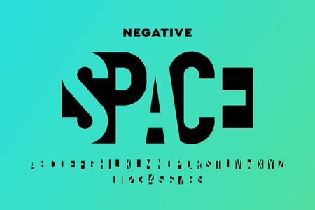 Negative space style font, alphabet letters and numbersのイラスト素材