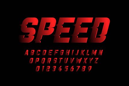 Speed style font design, alphabet and numbersのイラスト素材