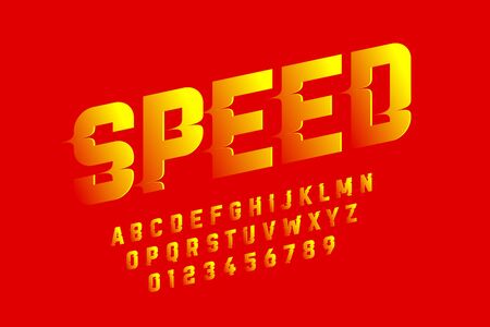 Speed style font design, alphabet and numbersのイラスト素材