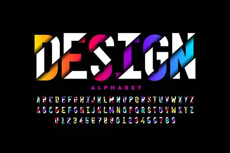 Modern style font, vibrant alphabet letters and numbersのイラスト素材