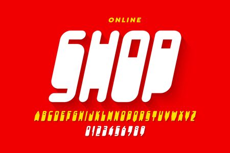 Rounded style modern font, alphabet letters and numbersのイラスト素材