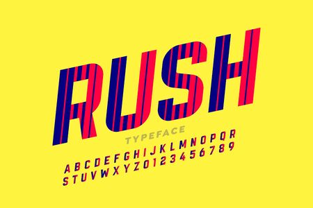 Speed style font design, alphabet letters and numbersのイラスト素材