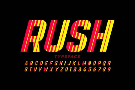 Speed style font design, alphabet letters and numbersのイラスト素材