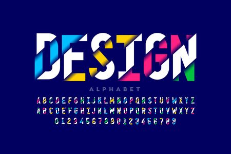 Modern style font, vibrant alphabet letters and numbersのイラスト素材