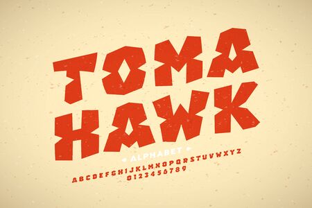 Indian tribes style font design, alphabet letters and numbersのイラスト素材