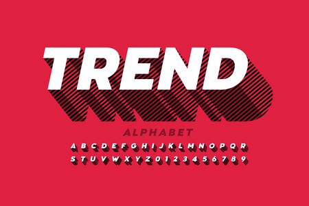 Modern 3D style font, alphabet letters and numbersのイラスト素材