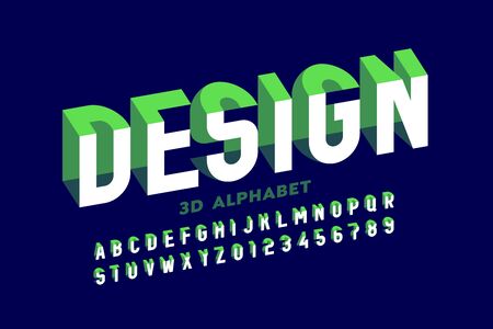 3D style modern font, alphabet letters and numbersのイラスト素材