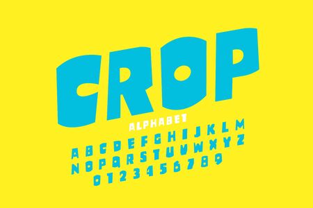 Crop style font, alphabet letters and numbersのイラスト素材
