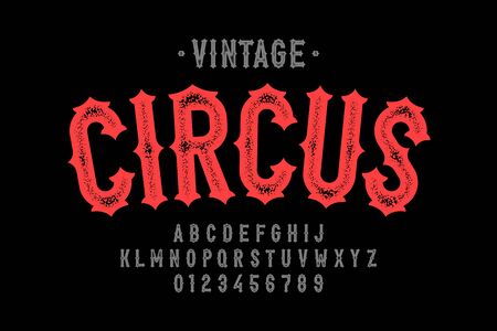 Vintage style Circus font, alphabet letters and numeralsのイラスト素材