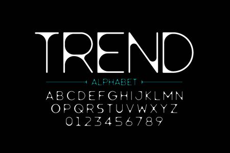 Thin modern style font, alphabet letters and numeralsのイラスト素材