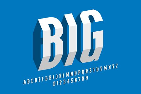 Modern 3d style font, alphabet letters and numbersのイラスト素材