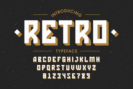 Retro style vintage font, alphabet letters and numbersのイラスト素材