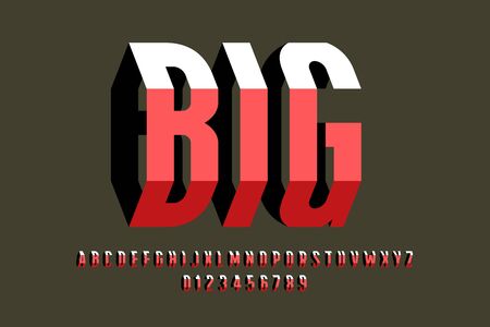 Modern 3d style font, alphabet letters and numbersのイラスト素材