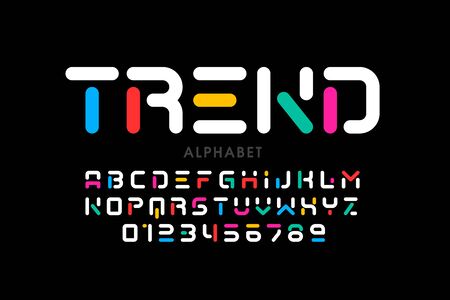 Modern font design, trendy alphabet letters and numbersのイラスト素材