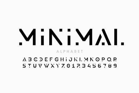 Minimal style font, alphabet letters and numbersのイラスト素材