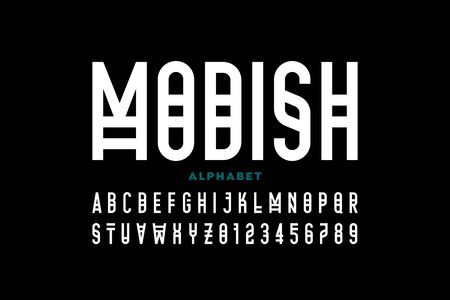 Modern style font, alphabet letters and numbersのイラスト素材
