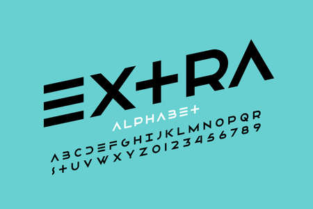 Modern style font, alphabet letters and numbersのイラスト素材