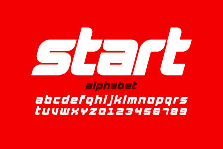 Sport style font, alphabet letters and numbersのイラスト素材